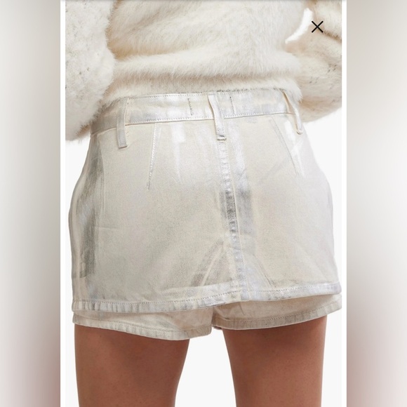 NEW FREE PEOPLE - Galivanting Metallic Denim Skort - Picture 4 of 13